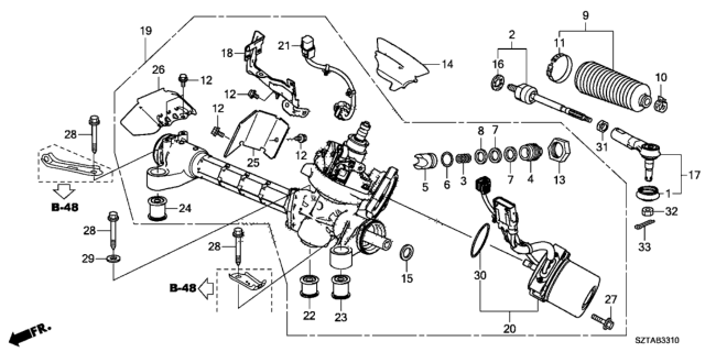 2016 Honda CR-Z End Set, Rack Diagram for 53010-SZT-H01