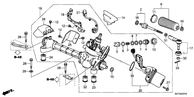 2016 Honda CR-Z End Complete, Tie Rod Diagram for 53540-SZT-013