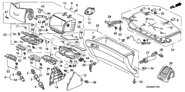 2004 Honda Accord Pocket Assy., Center *YR252L* (UA WOOD BROWN) Diagram for 77280-SDA-A34ZB