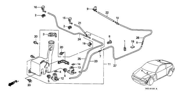 1990 Honda CRX 2 Door HF KH 5MT Windshield Washer Diagram