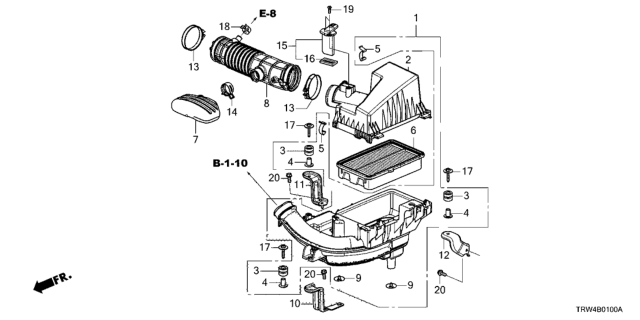 2018 Honda Clarity Plug-In Hybrid Tube, Air Flow Diagram for 17228-5WJ-A01