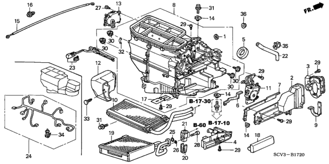 2003 Honda Element Sub-Harness, Air Conditioner Diagram for 80650-SCV-A50