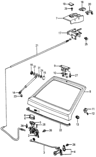 1983 Honda Accord Stay Assembly, Tailgate Open Diagram for 85270-SA5-013