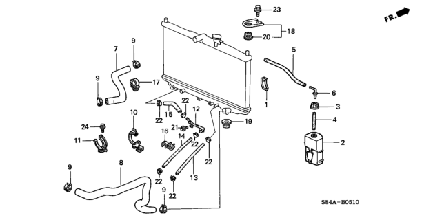 2002 Honda Accord 4 Door LX KA 5MT Radiator Hose Diagram