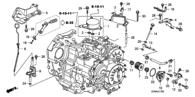 2007 Honda Accord AT Oil Level Gauge (V6) Diagram