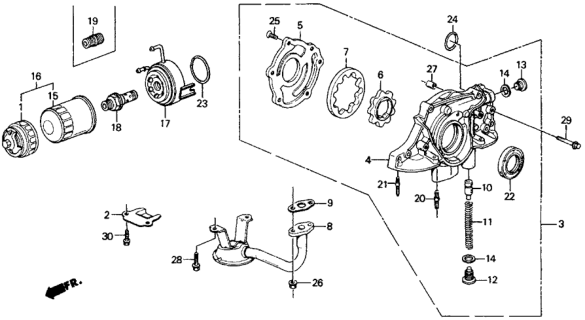 1990 Honda Civic 4 Door EX KA 4AT Oil Pump - Oil Strainer Diagram
