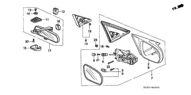 1997 Honda Civic 3 Door CX KA 4AT Mirror Diagram
