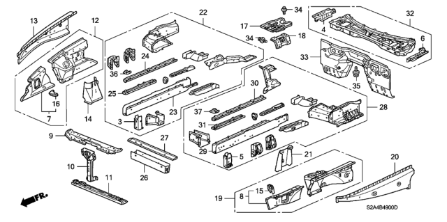 2000 Honda S2000 Dashboard (Lower) Diagram for 61500-S2A-A00ZZ