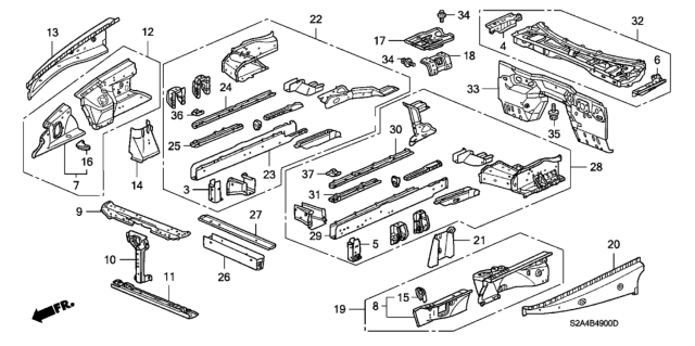 2003 Honda S2000 Front Bulkhead Diagram