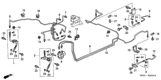 2002 Honda Accord 2 Door LX (SIDE SRS) KA 5MT Brake Lines Diagram