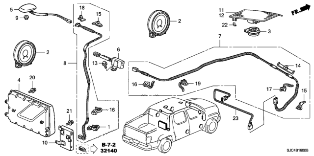 2011 Honda Ridgeline Radio Antenna - Speaker Diagram