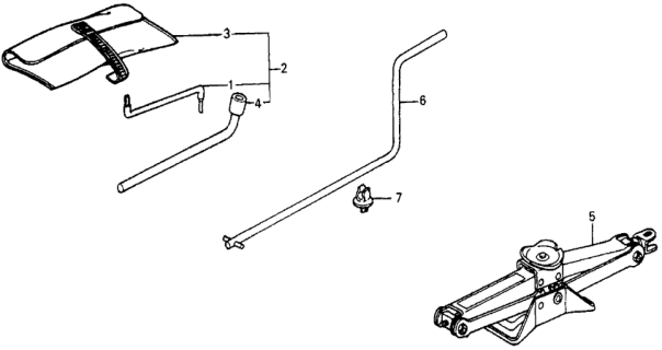 1987 Honda CRX 2 Door SI KA 5MT Tools - Jack Diagram
