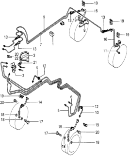 1980 Honda Accord Pipe E, R. Brake Diagram for 46331-671-620