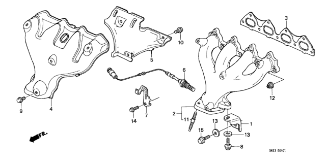 1990 Honda CRX 2 Door SI KA 5MT Exhaust Manifold Diagram
