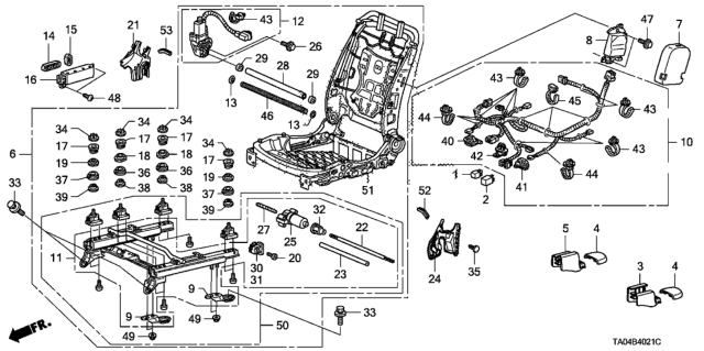 2009 Honda Accord Front Seat Components (Passenger Side) (4Way Power Seat) Diagram