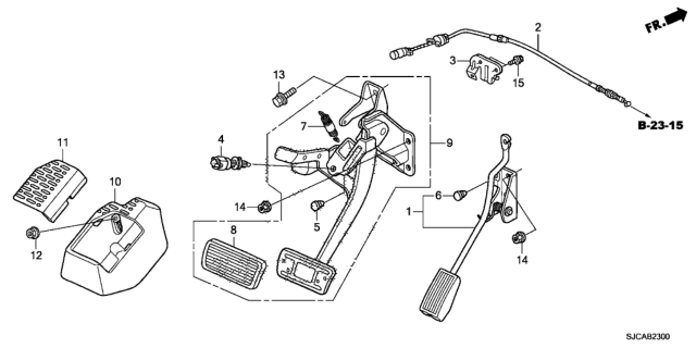 2014 Honda Ridgeline 4 Door RTL-S (SPECIAL EDITION) KA 5AT Pedal Diagram