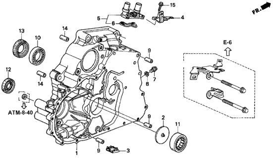 1999 Honda Civic 2 Door EX (ABS) KA 4AT AT Torque Converter Housing Diagram