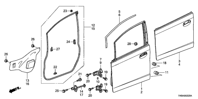 2013 Honda Fit 5 Door FIT (SAYAMA PLANT) KA 5MT Front Door Panels Diagram