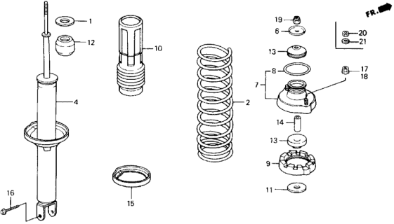 1989 Honda Accord 2 Door LXI KA 5MT Rear Shock Absorber Diagram