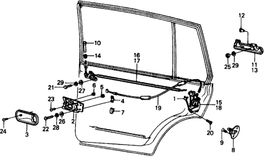 1976 Honda Civic 5 Door ** KL HMT Rear Door Locks Diagram