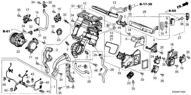 2020 Honda Passport 5 Door EXL (2WD) KA 9AT Heater Unit Diagram