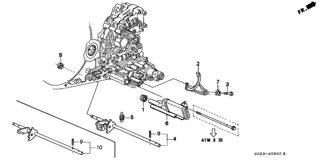 2000 Honda Civic AT Shift Fork Diagram