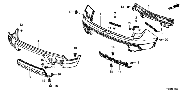 2021 Honda Passport Rear Bumper Diagram