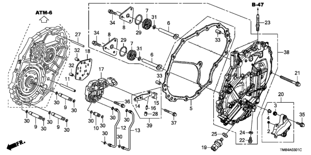 2012 Honda Insight Pipe B, Manual Valve Body Diagram for 22772-RBL-000