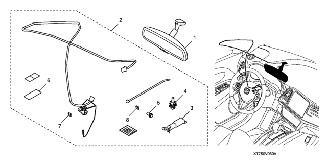 2019 Honda HR-V Automatic Dimming Mirror & Attachment Diagram