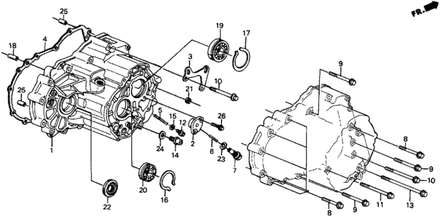 1987 Honda Civic 5 Door DX KA 4AT 4AT Transmission Case Diagram