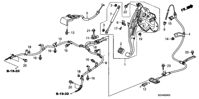 2014 Honda Pilot Cable Assembly, Parking Brake Release (Warm Gray) Diagram for 47220-SZA-A01ZC