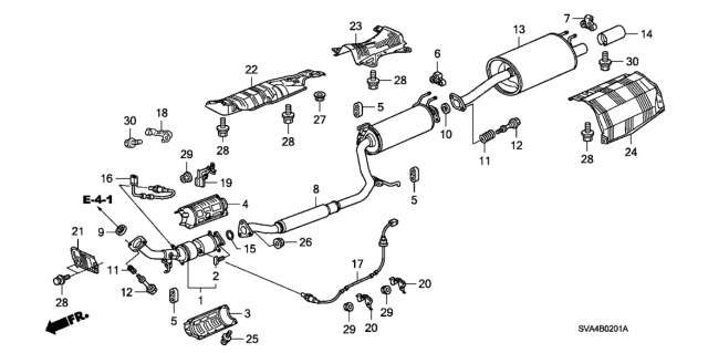 2008 Honda Civic Pipe B, Exhuast Diagram for 18220-SVB-A04