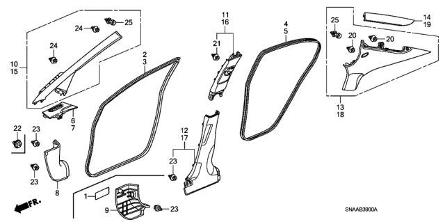 2009 Honda Civic Pillar Garnish Diagram