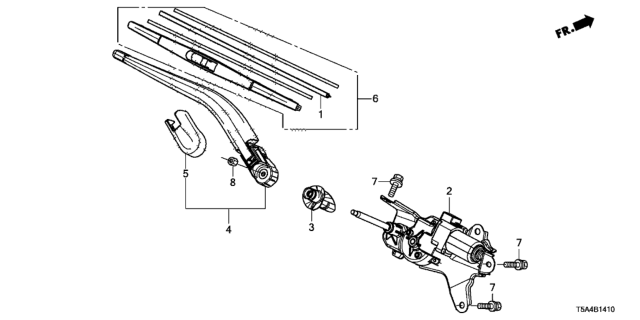 2015 Honda Fit Blade, Rear Windshield Wiper (350Mm) Diagram for 76730-T5A-003