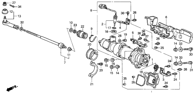 1994 Honda Prelude Bracket, RR. Steering Actuator Diagram for 53952-SS0-J60