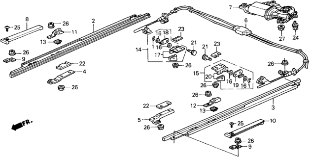 1990 Honda Prelude Cover, R. Rail Diagram for 70630-SF1-020