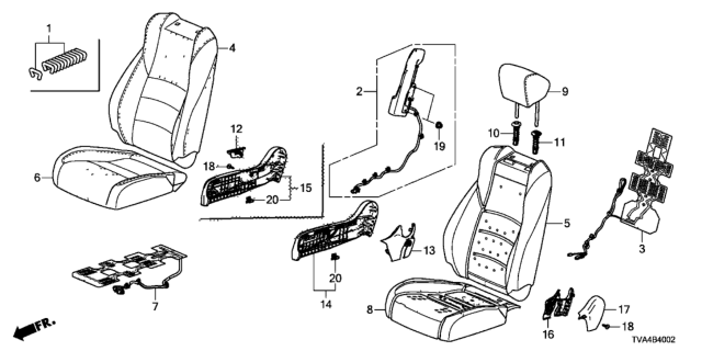 2019 Honda Accord Cover, Right Front Seat Cushion Trim (Platinum Gray) (Leather) Diagram for 81131-TVA-L01ZB