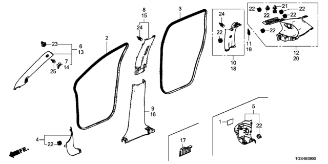 2020 Honda Passport Pillar Garnish Diagram