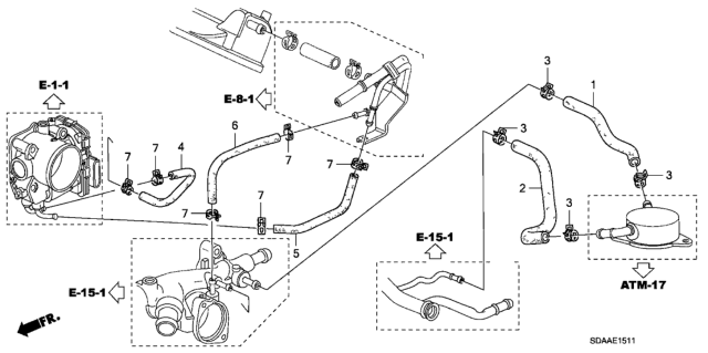 2007 Honda Accord Water Hose (V6) Diagram