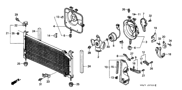 1988 Honda CRX Mount, Shroud Diagram for 38618-PM3-000