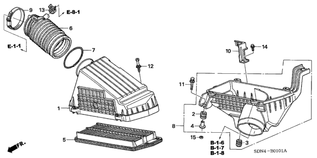 2003 Honda Accord Air Cleaner (V6) Diagram