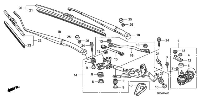 2012 Honda Fit Front Windshield Wiper Diagram