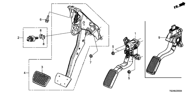 2017 Honda Ridgeline 4 Door RTL (2WD) KA 6AT Pedal Diagram