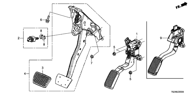 2018 Honda Ridgeline Pedal Assy., Brake Diagram for 46600-TG7-A82