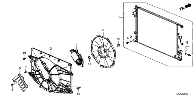 2020 Honda Civic Radiator (Denso) Diagram