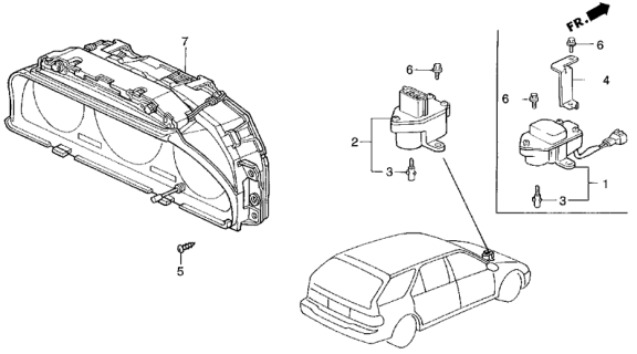 1993 Honda Accord Meter Assembly, Combination Diagram for 78100-SM5-A31