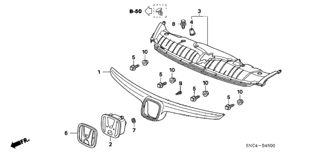 2006 Honda Civic Front Grille Diagram