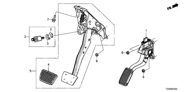 2020 Honda Passport 5 Door EXL (2WD) KA 9AT Pedal Diagram