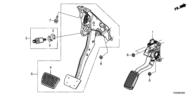 2021 Honda Passport PEDAL ASSY., BRAKE Diagram for 46600-TG7-R82