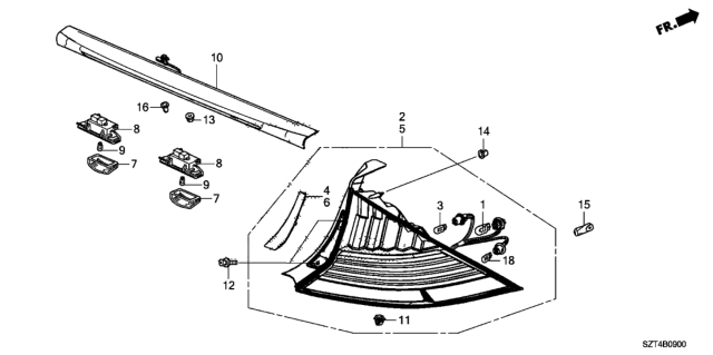 2011 Honda CR-Z Taillight - License Light Diagram